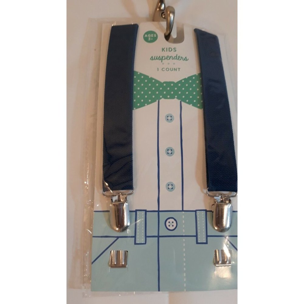 Kids Boys Navy Blue Adjustable Elastic Suspenders Ages 3+